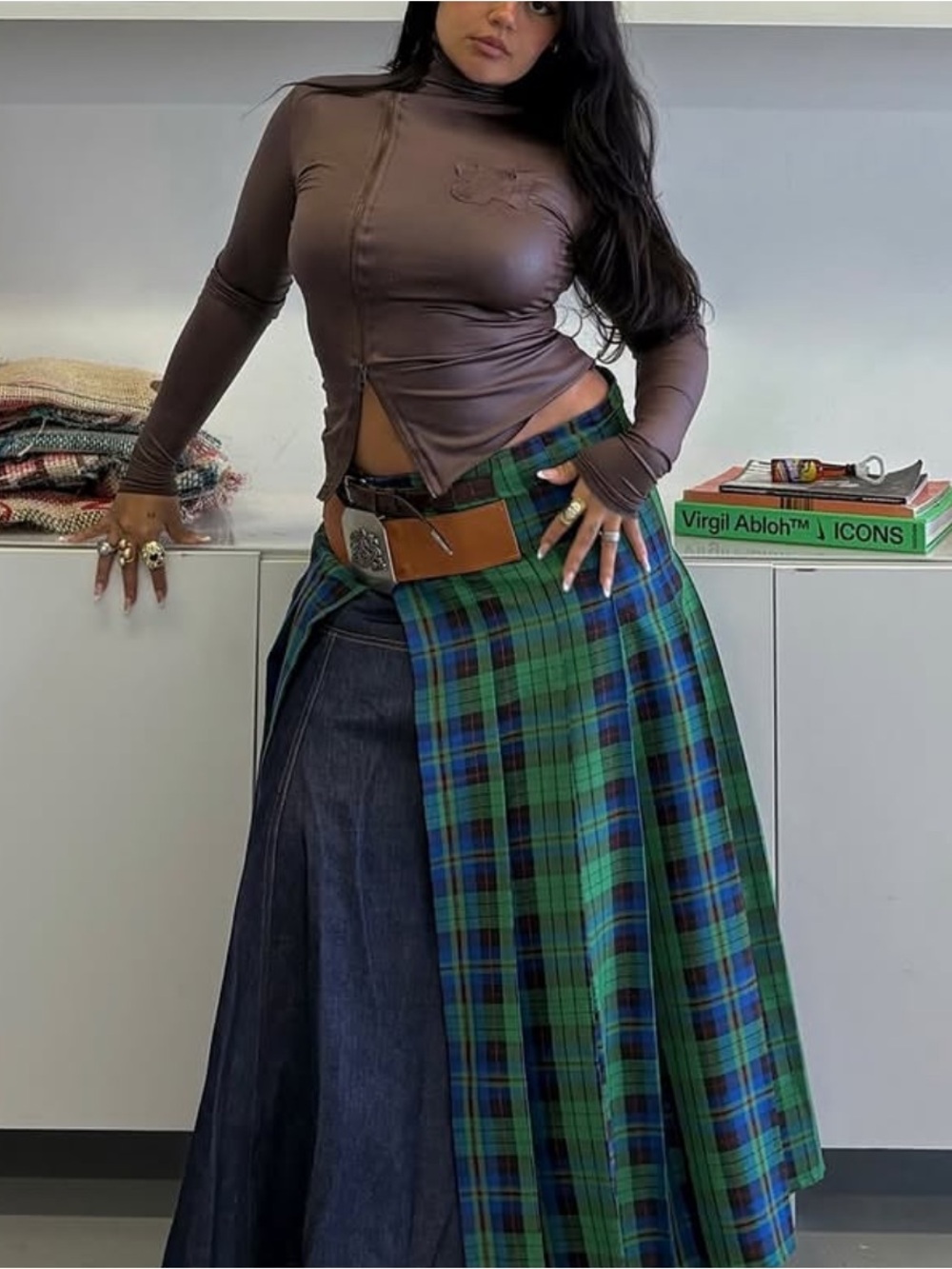 Designs De V Plaid Skirt